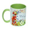 Unique personalized name mug with flower decoration 