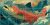 Colorful salmon leaping through waves – ceramic tile mural with aquatic theme