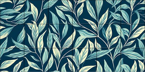 Ceramic tile mural - willow leaves