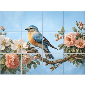 Tile mural - birds -tit 