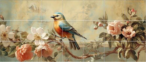 Tile mural - birds -tit 