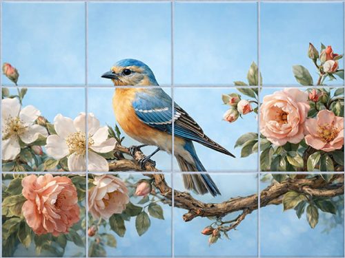 Tile mural - birds -tit 