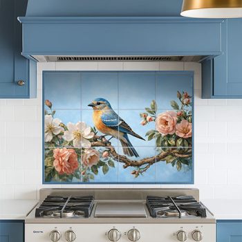 Tile mural - birds -tit 