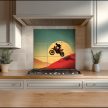 Motocross rider jumping decorative tile mural