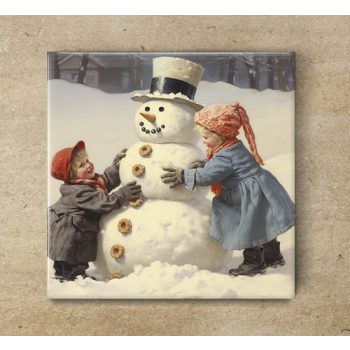 Ceramic tile mural - children playing snowball  Ceramic tile mural - children playing snowball