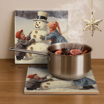 Ceramic tile mural - children playing snowball