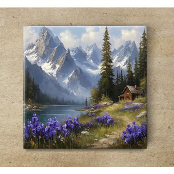 Cottage in the wilderness - ceramic tile trivet