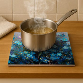 Forget me not - ceramic tile trivet