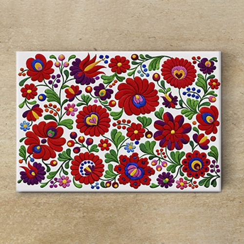 Tile trivet - Hungarian folk art motif Matyó
