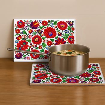 Tile trivet - Hungarian folk art motif Matyó