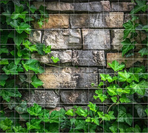 Ceramic tile mural - Ivy on stone wall