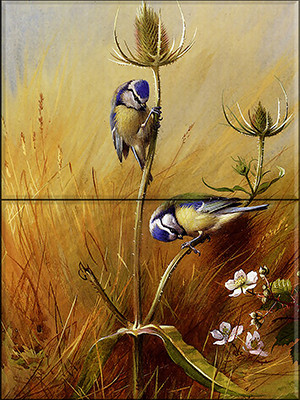 Ceramic tile mural - birds -blue tit 
