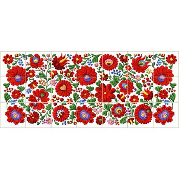 Ceramic tile mural - Hungarian folk art motif 