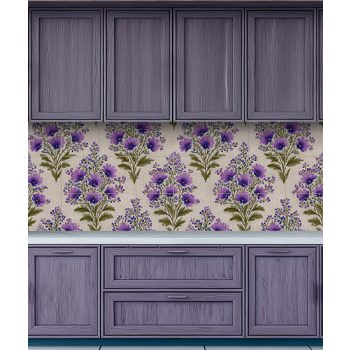 Lavender ceramic tile with purple flowers