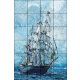 Ceramic tile mural - ship  Van Gogh style 