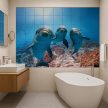 Tile mural - water world - curious dolphins 