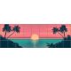 ceramic tile mural with retro tropical sunset and palm trees