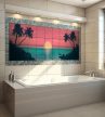 Neon sunset with palm trees – Miami Vice style tile mural