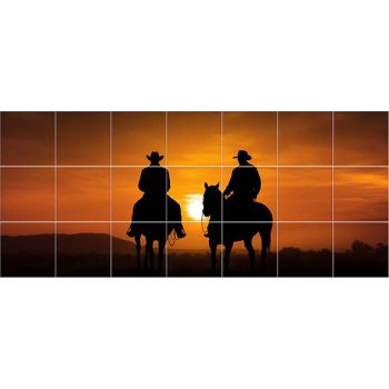 Ceramic tile mural - cowboys Ceramic tile mural - cowboys