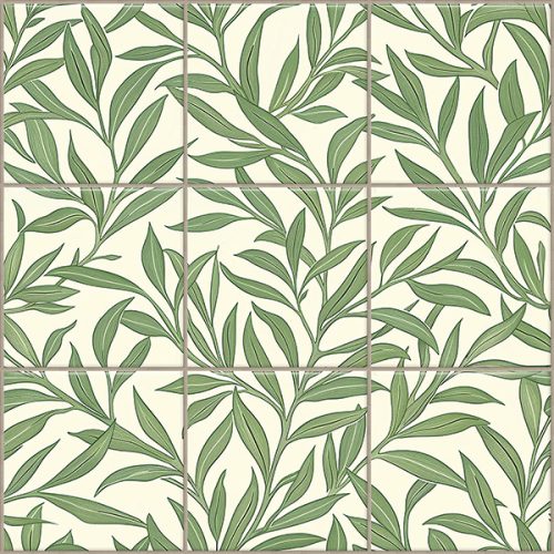 Fűzfa levél mintás William Morris stílusú fali csempe