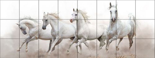 Fehér lovak -  mozaik csempe (160x60cm)