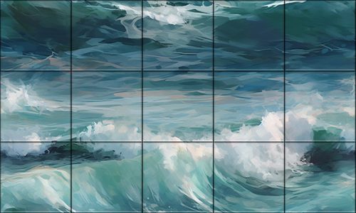 Ceramic tile mural - waves III. 