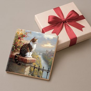 Cat on the fence - ceramic tile trivet