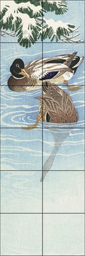 Ceramic tile mural - birds -herons -Japanese 