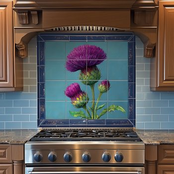 Bogáncs virág mintás kerámia fali  csempe