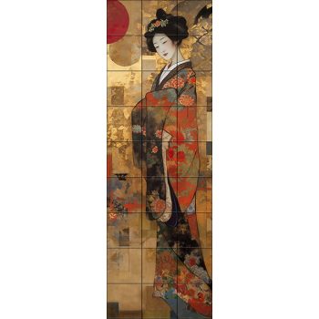 Ceramic tile mural - sakura blossoms and japanese woman Ceramic tile mural - sakura blossoms and japanese woman
