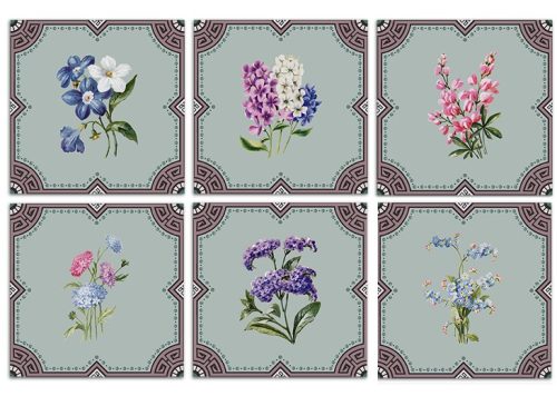 Set of tiles - vintage flowers 