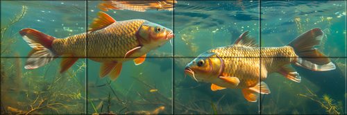 Tile mural - golden carps