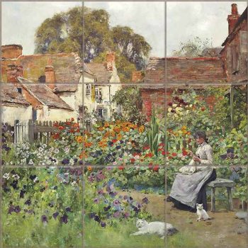 Ceramic tile mural - idyll in the garden