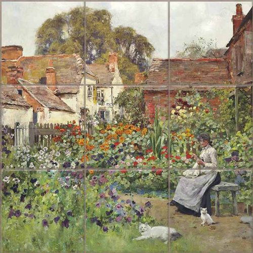 Ceramic tile mural - idyll in the garden