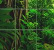 Tropical jungle with lush greenery and forest path – ceramic tile mural
