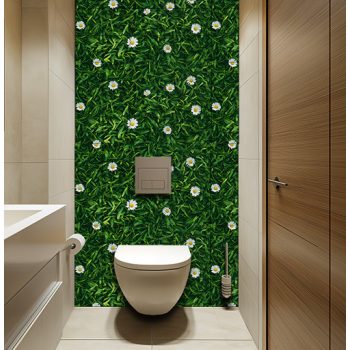 Ceramic tile mural - grass and daisy