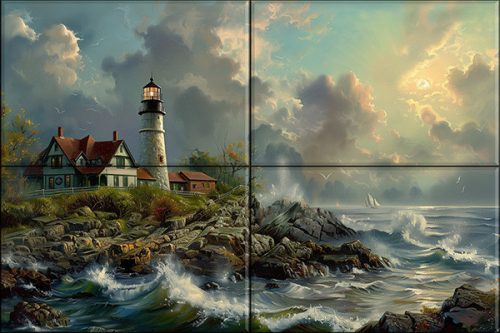 Ceramic tile mural - lighthouse