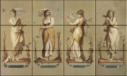 Évszakok - szecessziós mozaik csempe (100 x 60 cm)