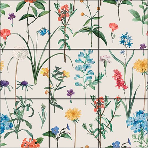 Floral tile mural - vintage flower pattern