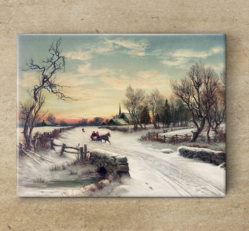 Edényalátét csempe - Karácsony reggel (15x20cm)