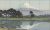 Japanese landscape with Mount Fuji, lake, boats and trees – ceramic tile mural