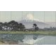 Japanese landscape with Mount Fuji, lake, boats and trees – ceramic tile mural