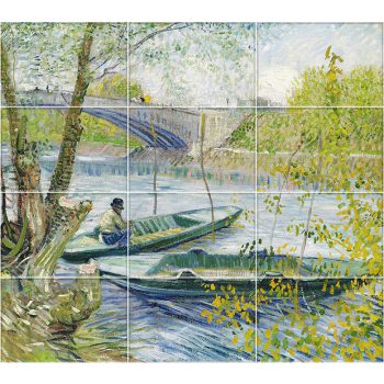 Horgászat tavasszal - fürdőszobai mozaik csempe Vincent Van Gogh festménye után Horgászat tavasszal - fürdőszobai mozaik csempe Vincent Van Gogh festménye után