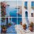 Mediterranean Tile Mural – Whitewashed Alley with Sea View