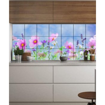 Ceramic tile mural - flowers