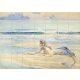 Mermaid on the seashore ceramic tile mural with blue sea and waves