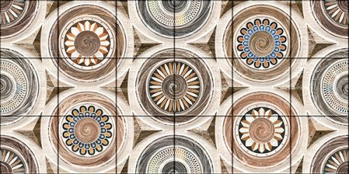 Ceramic tile mural - floral circles