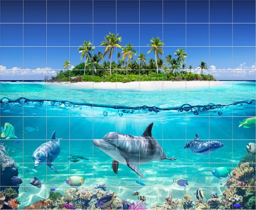 Fürdőszoba csempe delfines mintával 160x120