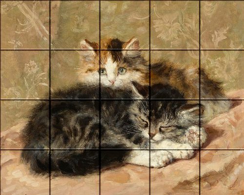 Ceramic tile mural - farm - Kittens 