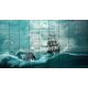 Ceramic tile mural of a sailing ship in a stormy sea with dark clouds and dramatic waves